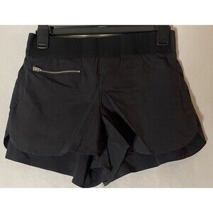 Athleta Size 4 Mod Trekkie Shorts Black Front Zip Zipper Pocket Pull On Stretch